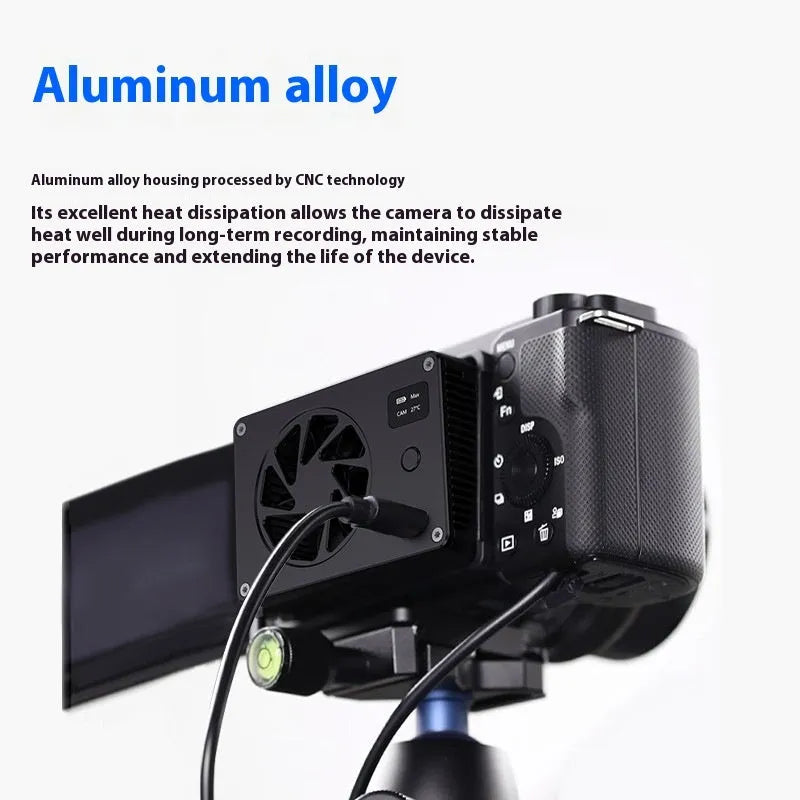 Black aluminium alloy smart cooling mute fan radiator measuring 89 x 52 x 25.95mm
