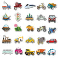 Set of cartoon vehicle graffiti stickers including an excavator, size 4-6cm, waterproof adhesive