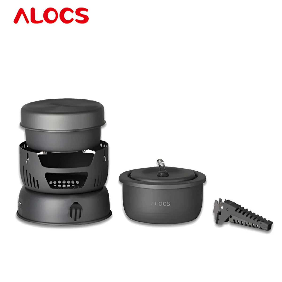 Alocs aluminium outdoor pot set for camping and hiking, supplied as a pot set