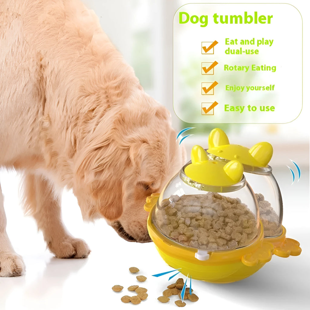 Lake blue TPR pet tumbler feeder toy for dogs with treat openings