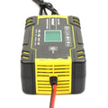 12V 24V automotive battery charger with digital screen display showing charging parameters