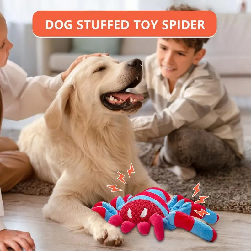 Red bite-resistant teddy dog toy for medium and large breeds on a plain background.