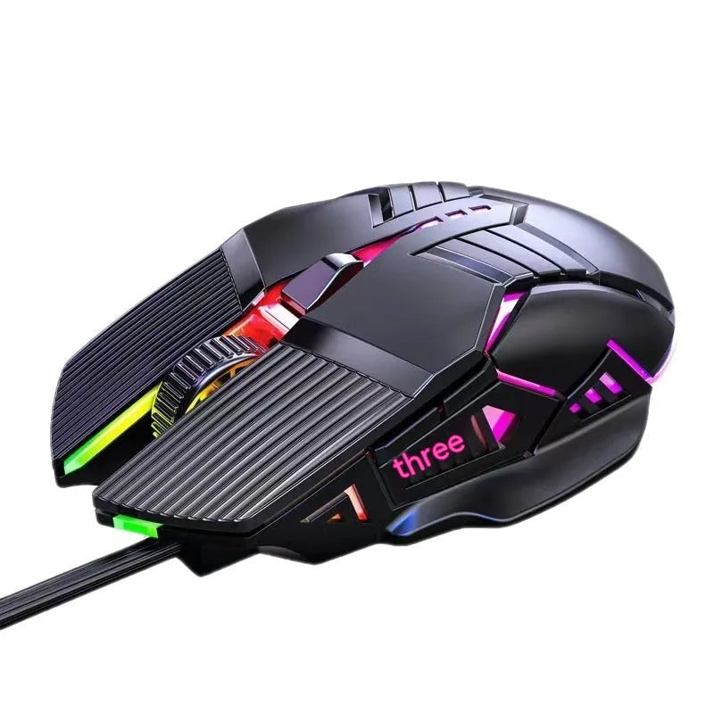 6D wired USB mouse in black, white, or pink, mute or audio version, 1.5m cable, 131x76x38mm