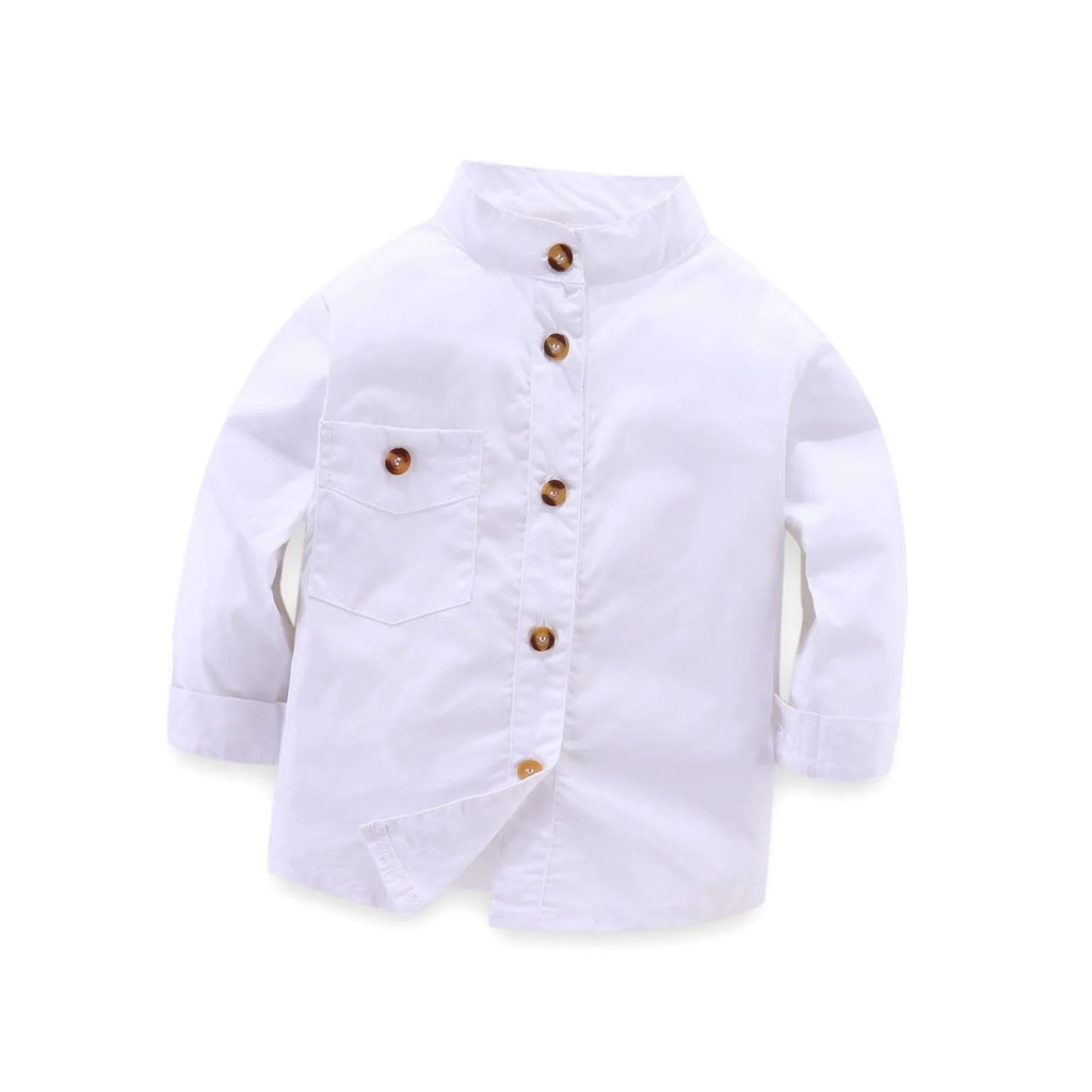 Blue European style boys suit for children, plain design, sizes 90cm to 130cm.