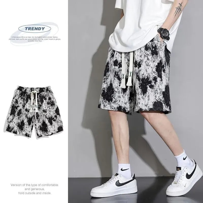 Men's summer fashion trousers in polyester fibre with fifth-pants length cut