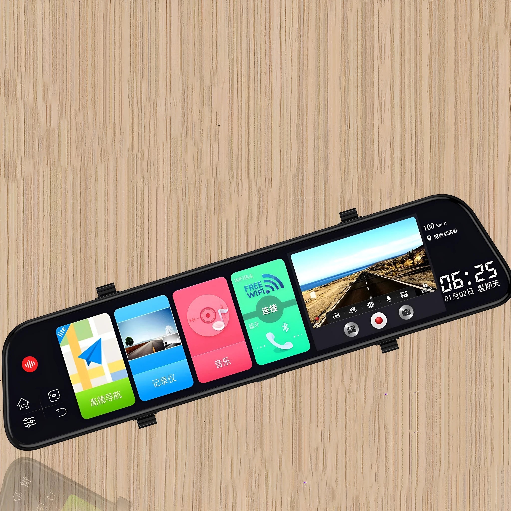12-inch rearview mirror tachograph with touch screen and dual camera lenses