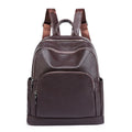 Soft PU leather women's large capacity backpack in black, tan or coffee purple with anti-theft zip and slit pocket