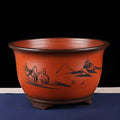 Ceramic extra large orchid bonsai flower pot with tray, floor-standing, simple style