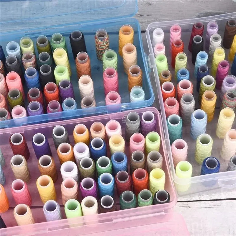 Plastic storage box with 42 compartments for embroidery thread organisation
