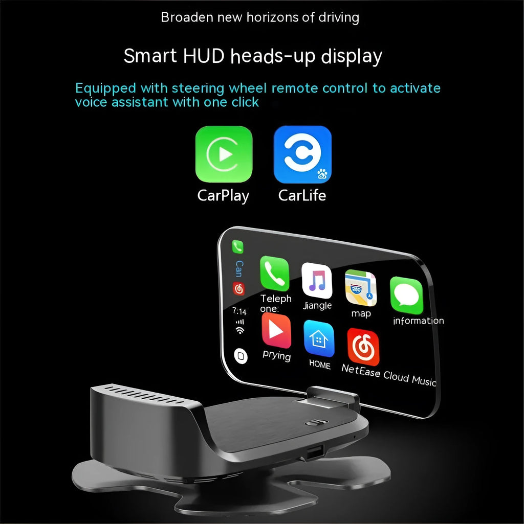 Black ABS car HUD projector with digital display for windscreen speed projection