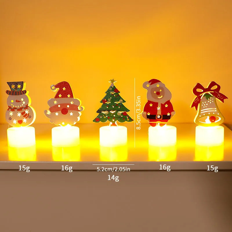 LED electronic candle light plastic decoration Santa Claus Christmas tree snowman bell design