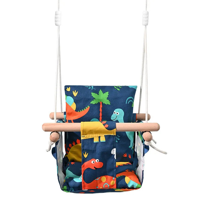 Blue cotton and linen children's hanging chair and infant swing for indoor or outdoor use, 25kg limit