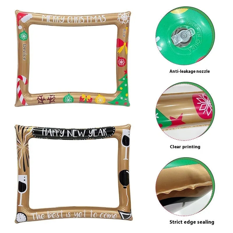 Christmas inflatable photo frame with holiday motifs for festive photography