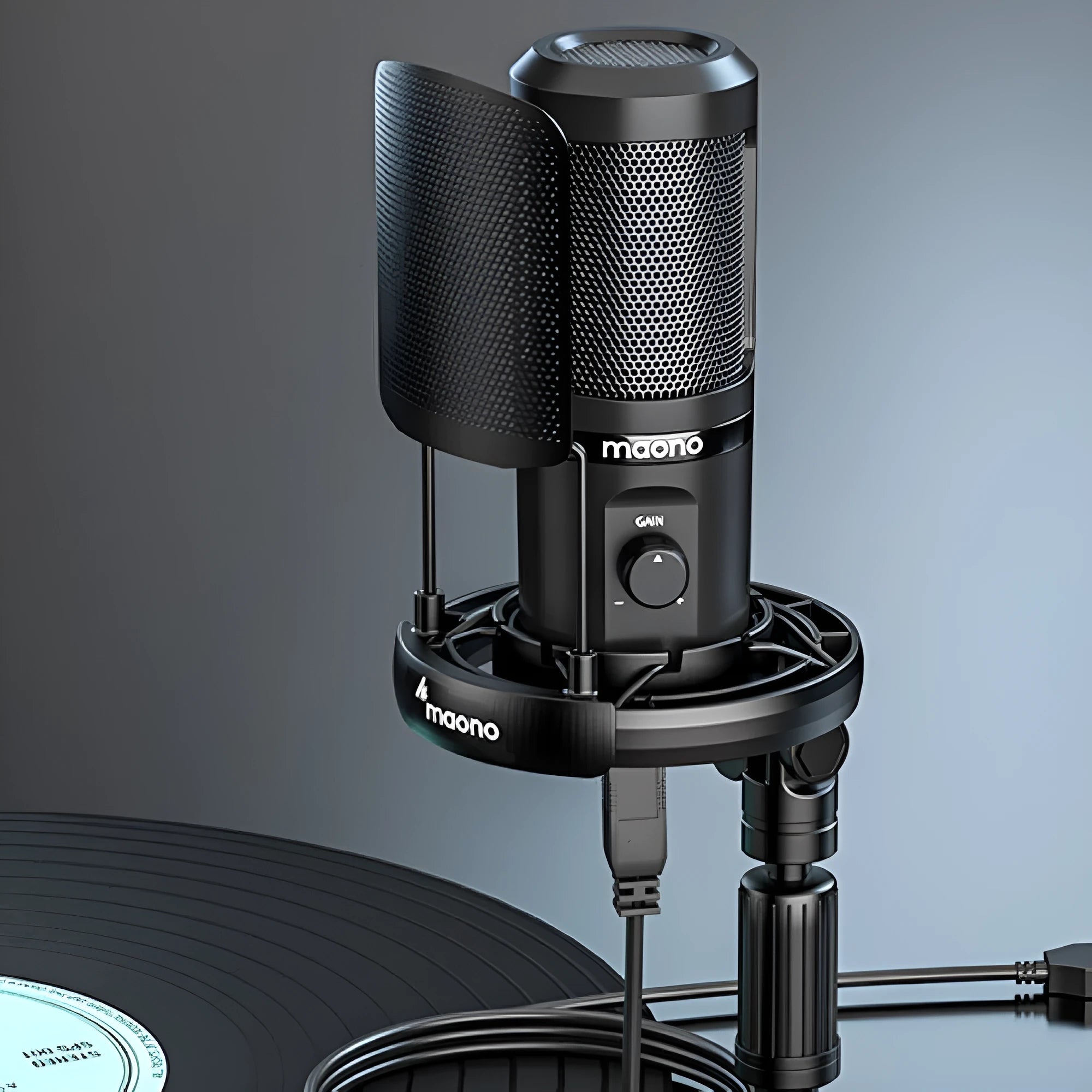 PM461 condenser microphone with tripod and shock rack for computer and mobile phone recording