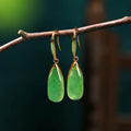 Chinese style geometric water droplet earrings in retro jade colour for women