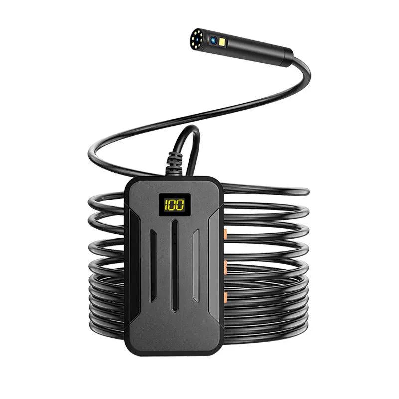 F300 wireless dual-lens endoscope with 5.5mm and 8mm waterproof probes, magnet, and hook accessories