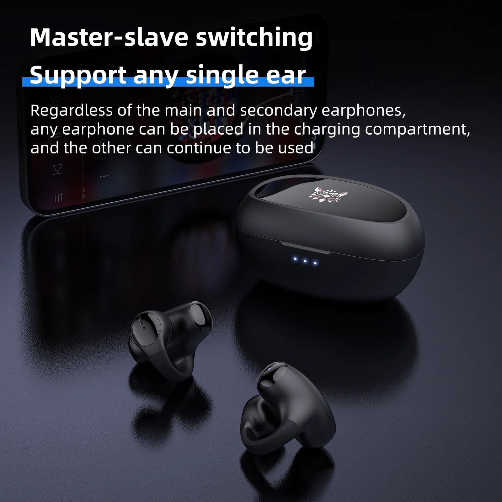 T306 Bluetooth wireless gaming headset with ear hook design in black or white colour