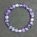 Handmade 8mm natural agate and glass bohemian bracelet in assorted colours.