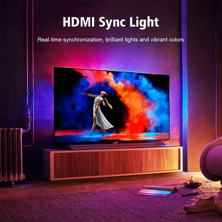 TV sync ambience light streamer with colourful graffiti effects and smart app control for television background lighting
