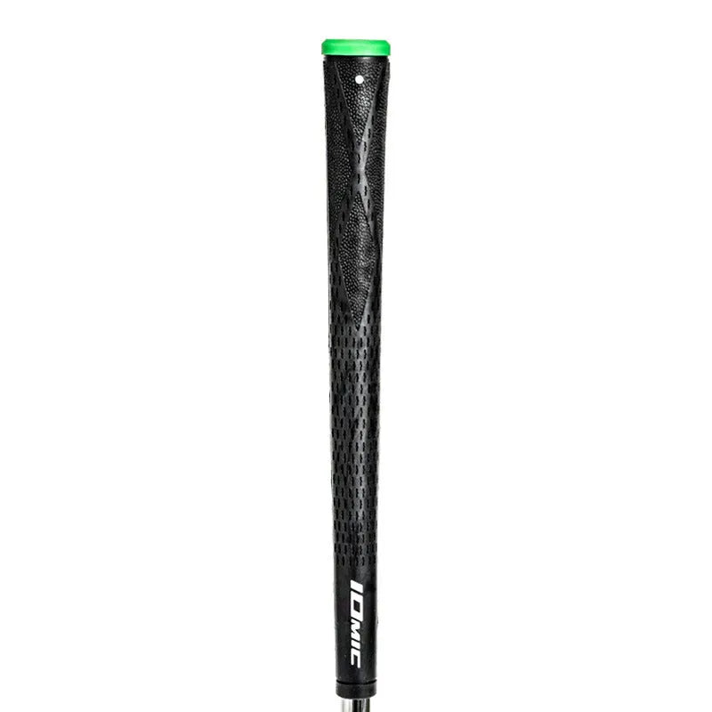 TPE non-slip golf club grip shown in various colour options including pink, blue, and black with coloured heads.