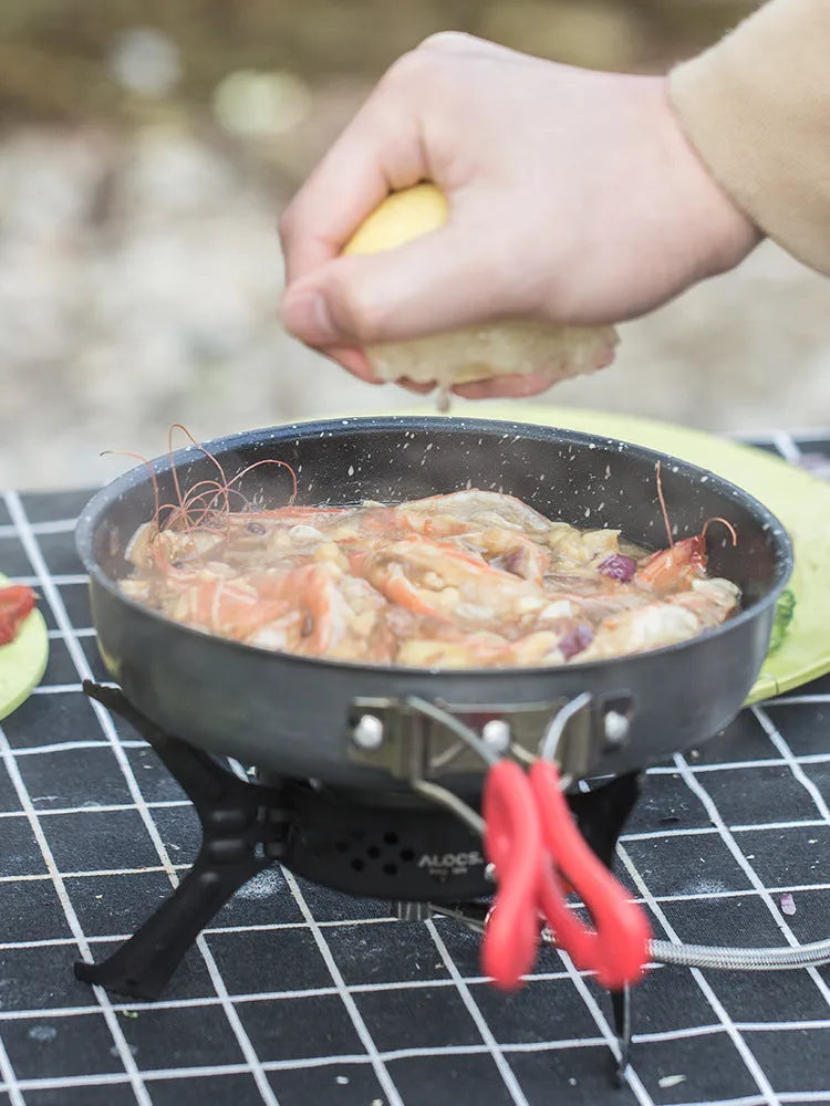 Alocs medical stone colour non-stick folding frying pan 180x44mm aluminium alloy portable camping pan
