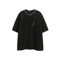 Embroidered washed retro loose cotton t-shirt in black or purple colour