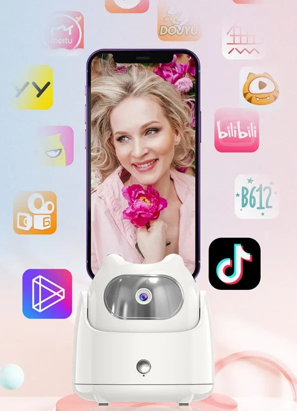 AI face recognition 360-degree rotating camera head for vlog shooting, Q5 Black or Q5 White, with TP-C data cable