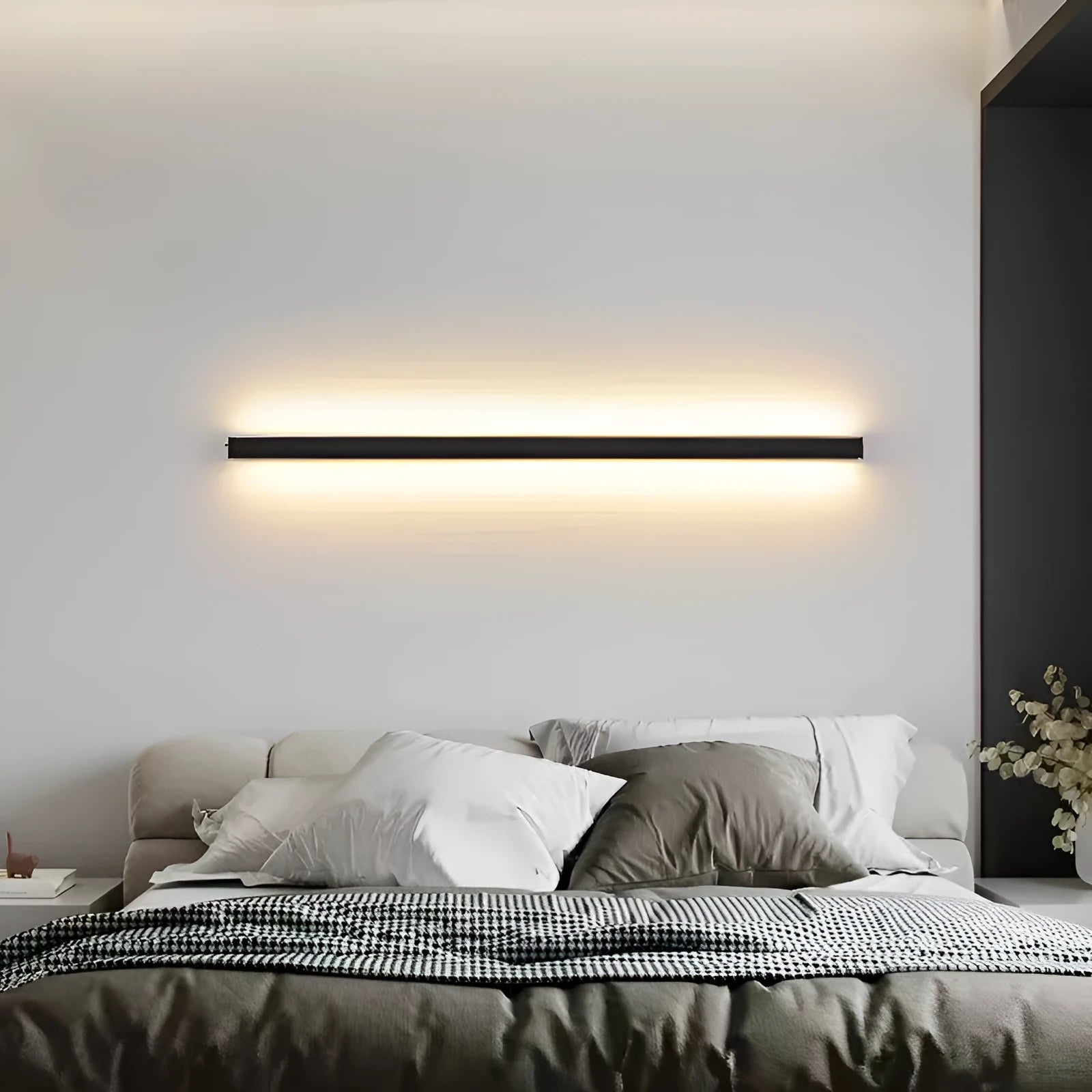 80cm black aluminium LED strip wall lamp with touch control for three colour temperatures