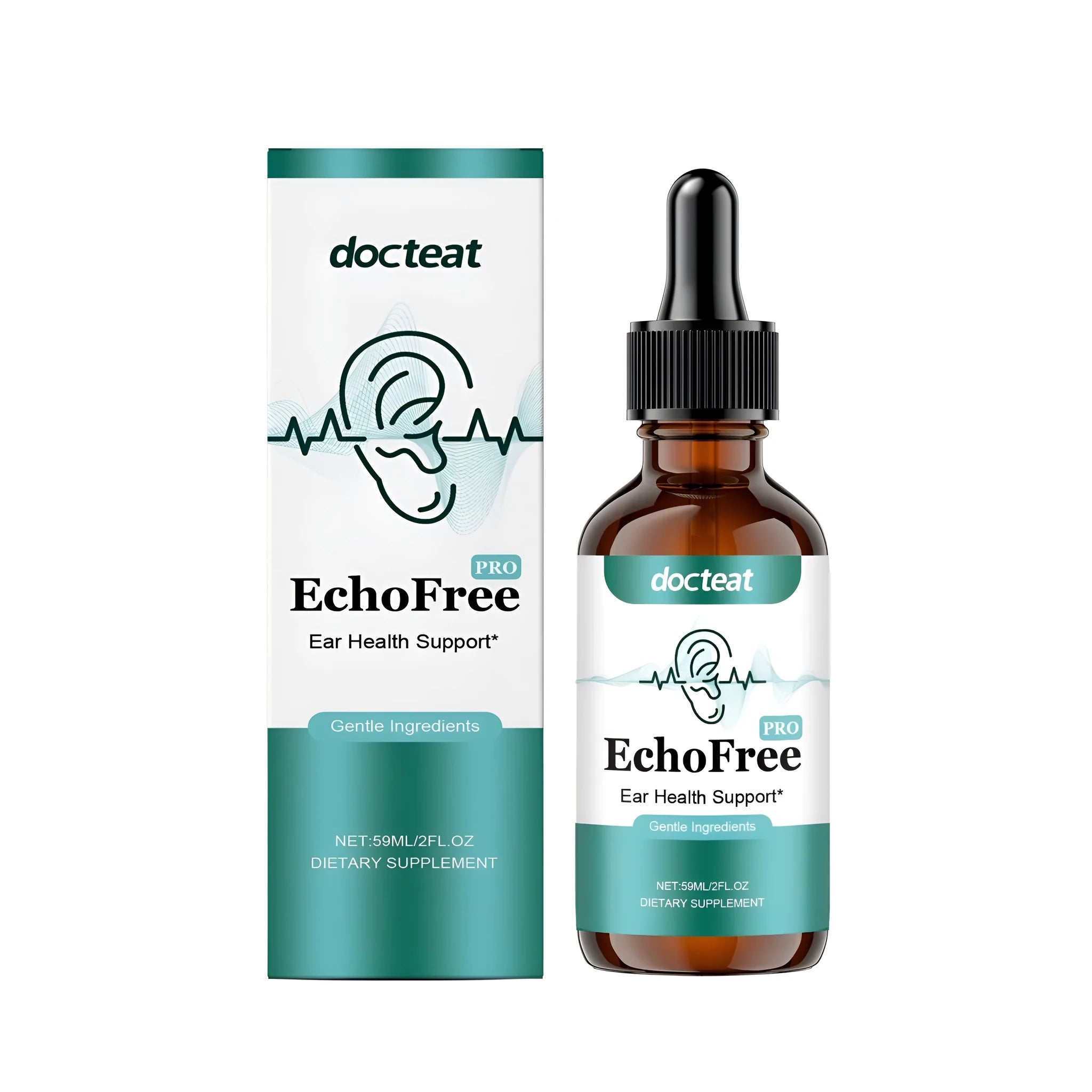 60ml bottle of tinnitus relief ear drops with dropper