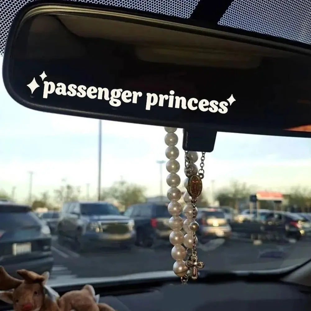 Car interior creative stickers in white, black, pink and rainbow colours measuring 10x2cm