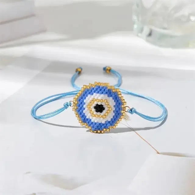 Fashion geometric beaded bracelet for women, glass and coloured glaze round beads, three colour options 8380 8446 8459