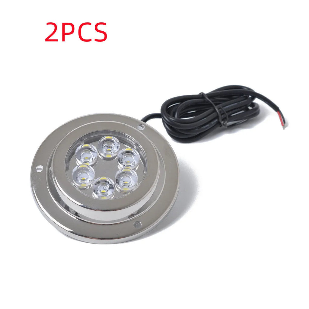 Stainless steel underwater light 12V 6 LED white IP68 marine boat yacht accessory 92.8mm diameter