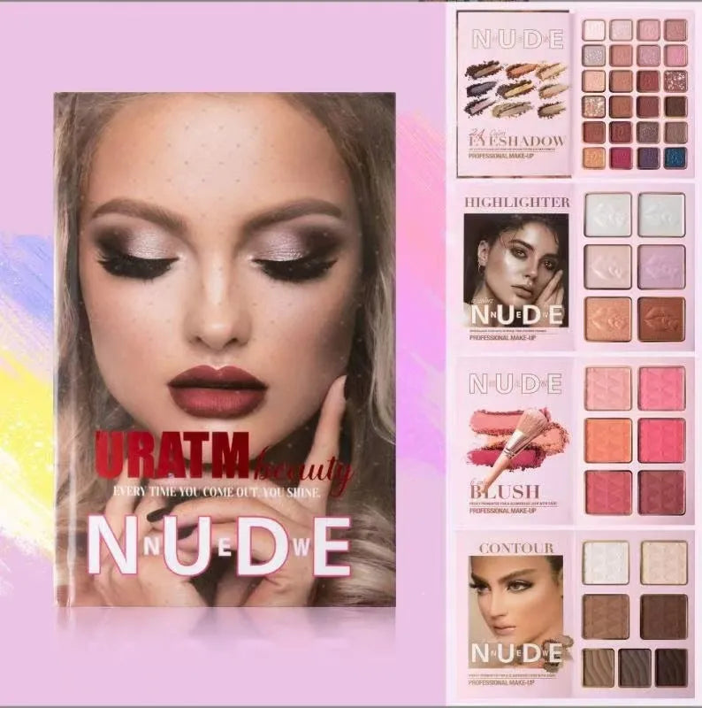 Multifunctional eye shadow plate with matte and shimmer finishes, blush, and highlight in a compact palette, colour U137A