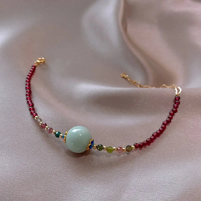 Women's aquamarine tourmaline bracelet with Korean drop shape design in Chinese style