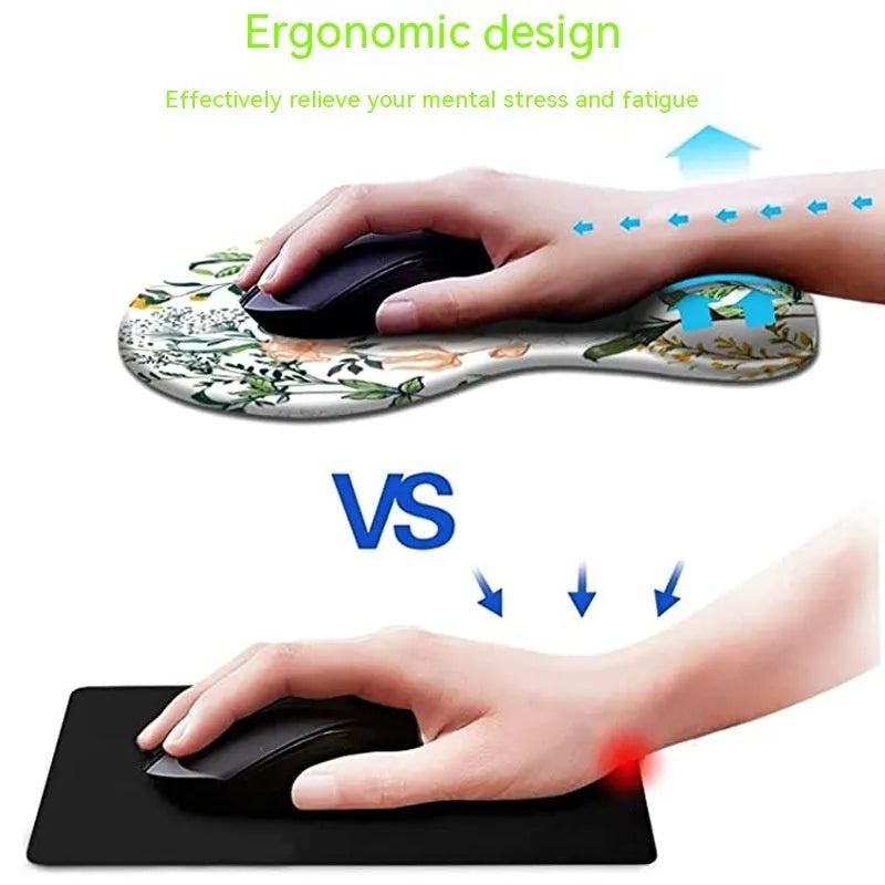 Black silicone keyboard wrist rest pad with floral pattern measuring 228x192x16mm