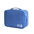 Cationic fabric digital accessories organiser bag for cables and mobile phone headsets in multiple colours.