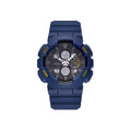 Men's waterproof electronic watch with double insert dial and 50mm plastic case in black gold