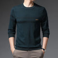 Men's round neck casual viscose pullover sweater in black showing pullover style