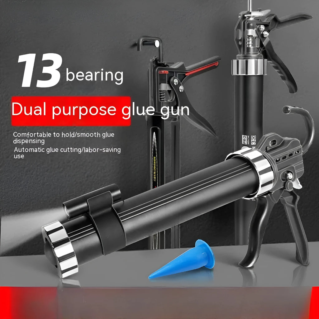 13 bearing automatic adhesive breaking glass glue gun with aluminium alloy body
