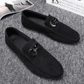 Men's black and grey suede casual shoes with rubber sole for summer wear