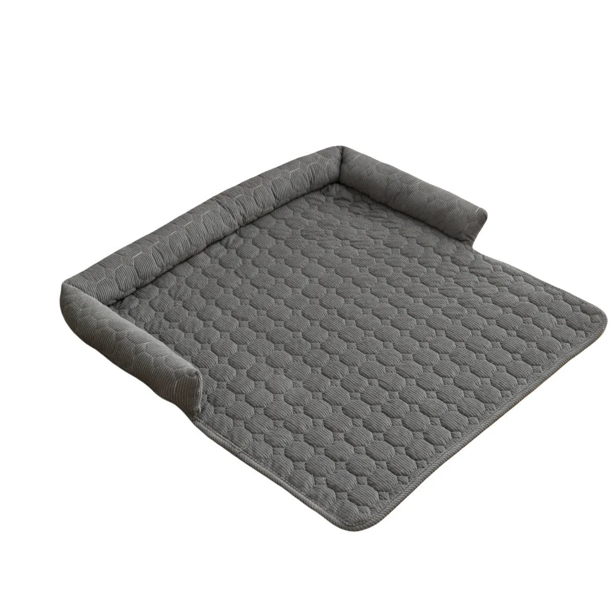 Corduroy pet bed mat with neck pillow, 75cm x 75cm, 900g, in Beige or grey for dogs and cats