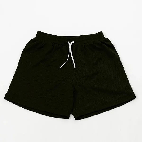 Men's solid colour mesh quick-drying shorts for running and fitness in summer