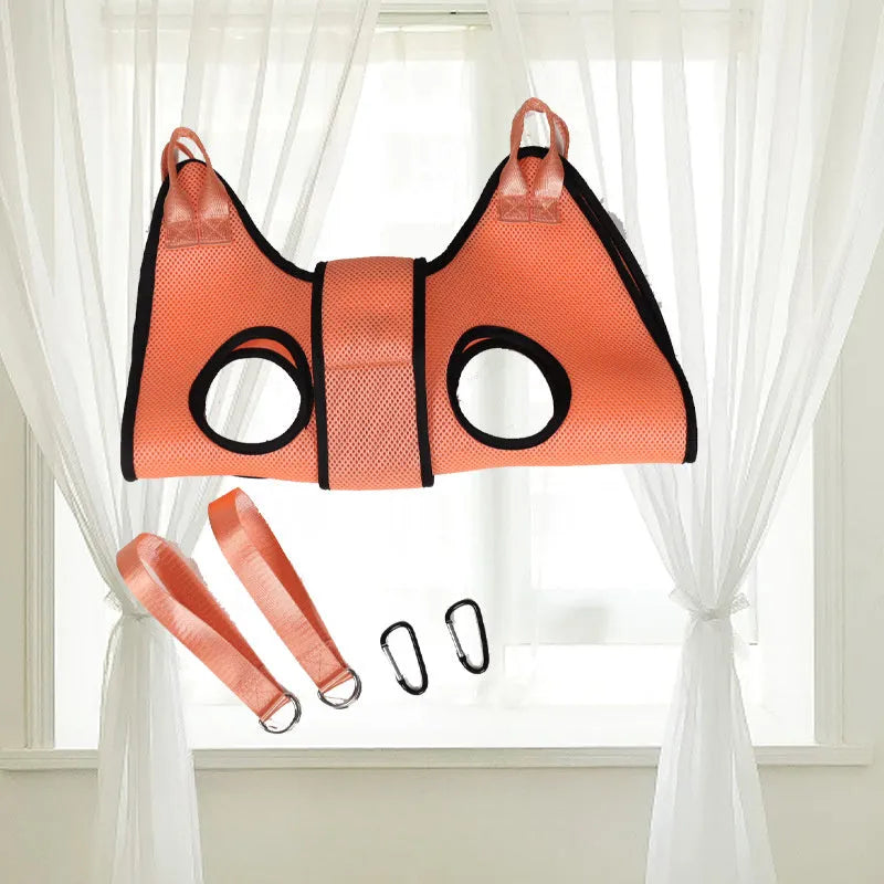 Cat grooming restraint bag in three sizes with adjustable neck closure for bath and nail trimming