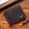 Men's thin three-fold horizontal wallet with multiple card slots in black colour