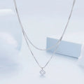 S925 sterling silver necklace with double-layer pendant and pearl chain in silver colour