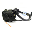 Black cowhide dog muzzle for medium and large dogs, basket design with soft lining, sizes L and M