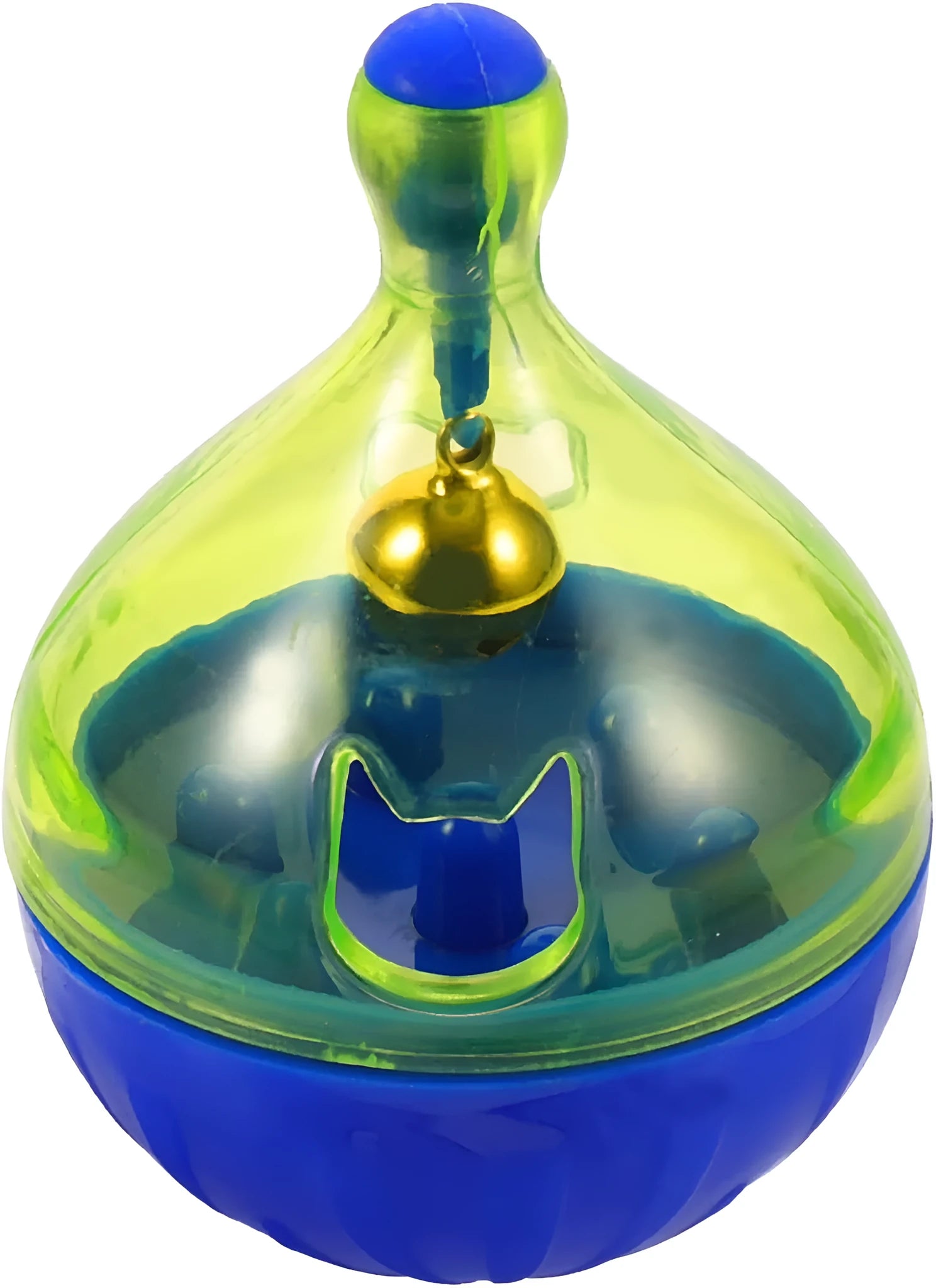 Interactive pet treat dispenser ball with tumbler design for cats and small dogs