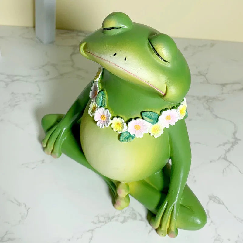 European style Magic Yoga Frog garden ornament in RDW123 colour made from plastic and resin.