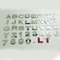 Zinc alloy metal car bumper sticker showing 2.5cm raised English letter design