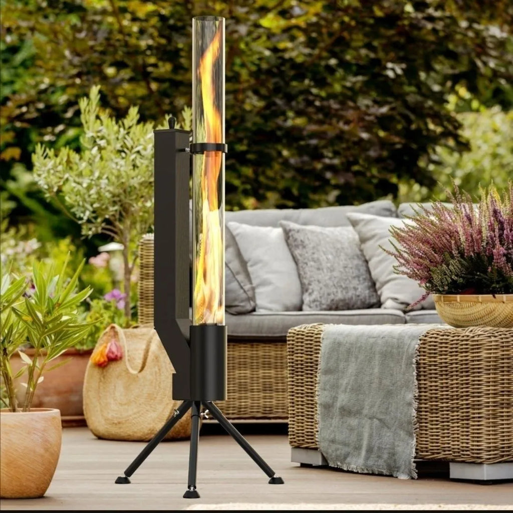 Vertical cast iron wood burning rocket furnace heating stove for courtyard decoration and heating.
